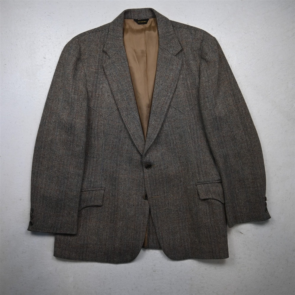 Vtg Panhandle Slim Western Yoke 46R Brown Herringbone Tweed Blazer Sport Coat